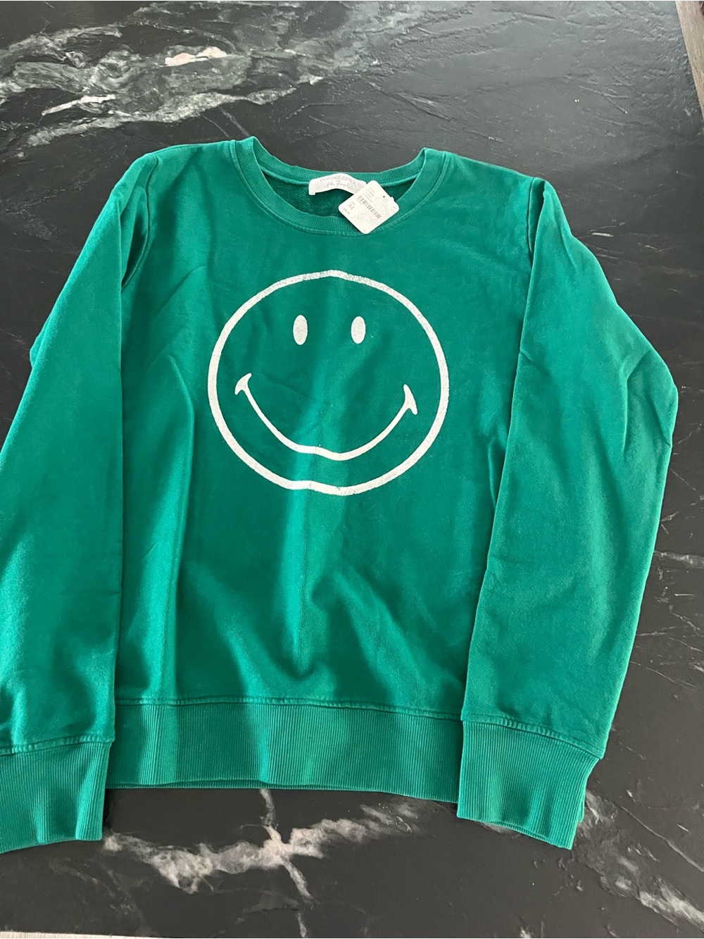 Daydreamer Emerald Green Smiley Face Crewneck Sweatshirt